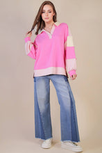 Load image into Gallery viewer, Color Block Solid &amp; Stripe Casual Knit Top: SAGE
