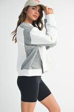 Load image into Gallery viewer, Colorblock Terry Pullover Sweatshirt: White Heather Gray / Contemporary
