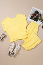 Load image into Gallery viewer, PRETTY BASH Solid Cropped Tank Top &amp; Pants Set: Yellow Cream / XL

