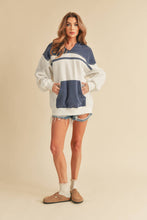 Load image into Gallery viewer, Lari Hooded Sweatshirt: White / Blue / Pullover
