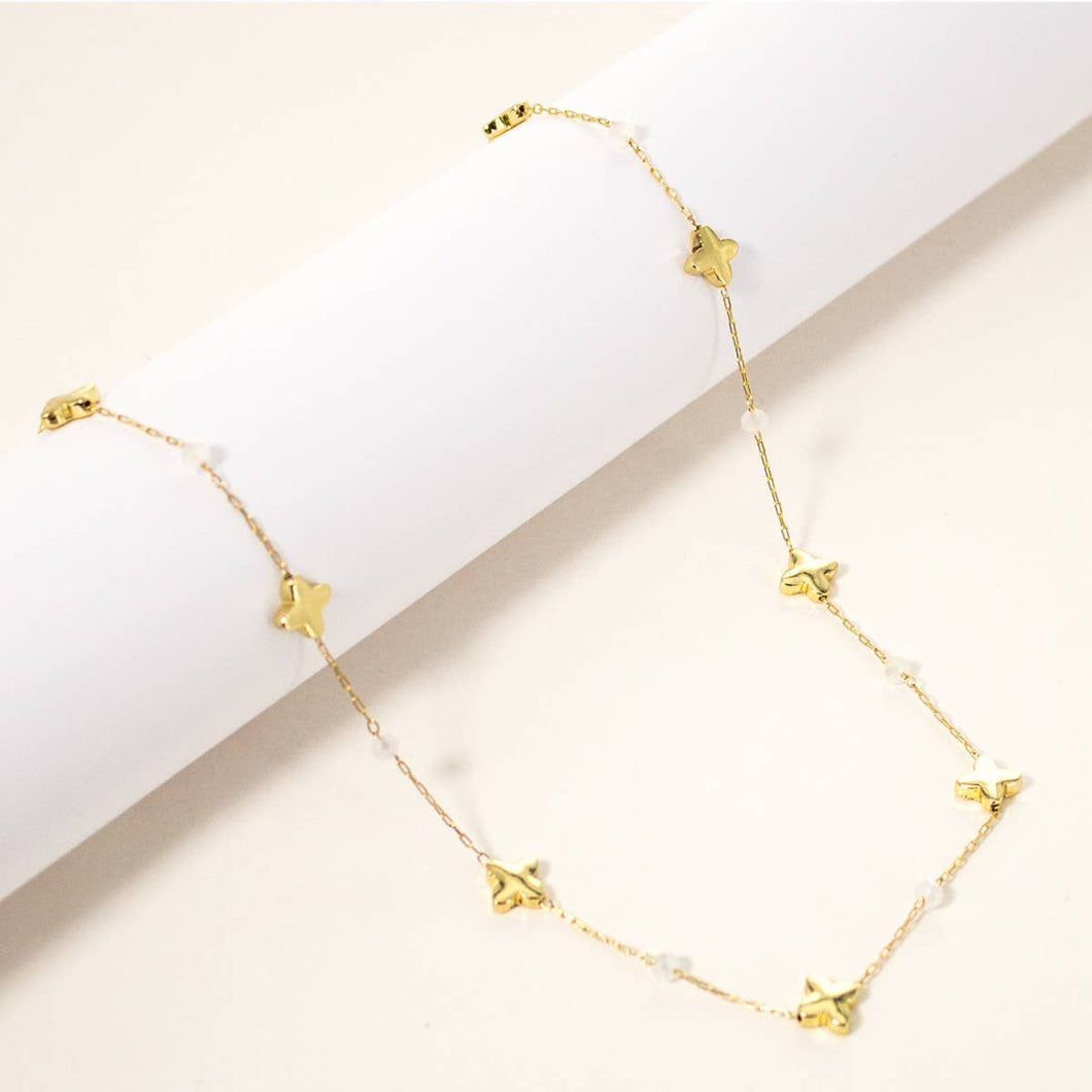 Clover Necklace: White