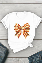 Load image into Gallery viewer, Autumn Fall Bow Paintstroke Like Unisex Round Neck Tee: Heather Grey / S / Graphic T-Shirt
