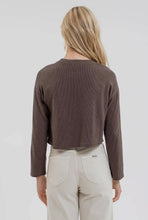 Load image into Gallery viewer, Charcoal Ribbed Long Sleeve Top
