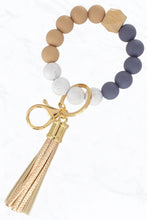 Load image into Gallery viewer, Color Silicone Beaded Key Ring Keychain: Nude Grey
