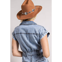 Load image into Gallery viewer, Denim Collared Button Down Romper - Light Weight Fabric: Medium Denim
