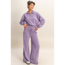 Load image into Gallery viewer, Half-Zip Burnout French Terry Pullover: BLUE

