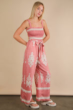 Load image into Gallery viewer, Boho Printed Smocking Detail Jumpsuit: TAUPE
