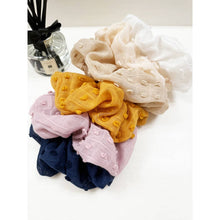 Load image into Gallery viewer, Pompom Textured  Soft Tone Jumbo Scunchie
