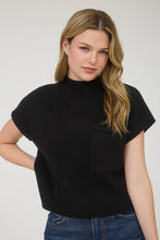 Load image into Gallery viewer, MOCK NECK POCKET DETAIL SHORT SLEEVE KNIT SWEATER: LIGHT TAUPE
