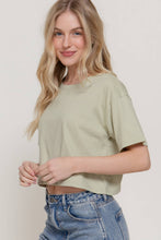 Load image into Gallery viewer, Short Sleeve Crew Neck Oversize Crop Cotton Knit Tee: RED-red / S
