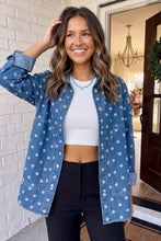 Load image into Gallery viewer, Polka Dot Collar Casual Shift Denim Jacket
