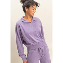 Load image into Gallery viewer, Half-Zip Burnout French Terry Pullover: BLUE
