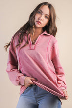Load image into Gallery viewer, Mineral Washed Oversized French Terry Knit Top: MOCHA
