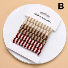 Load image into Gallery viewer, Striped Terry Hair Ties 6-Pc Set | Pink/Blue/Tan
