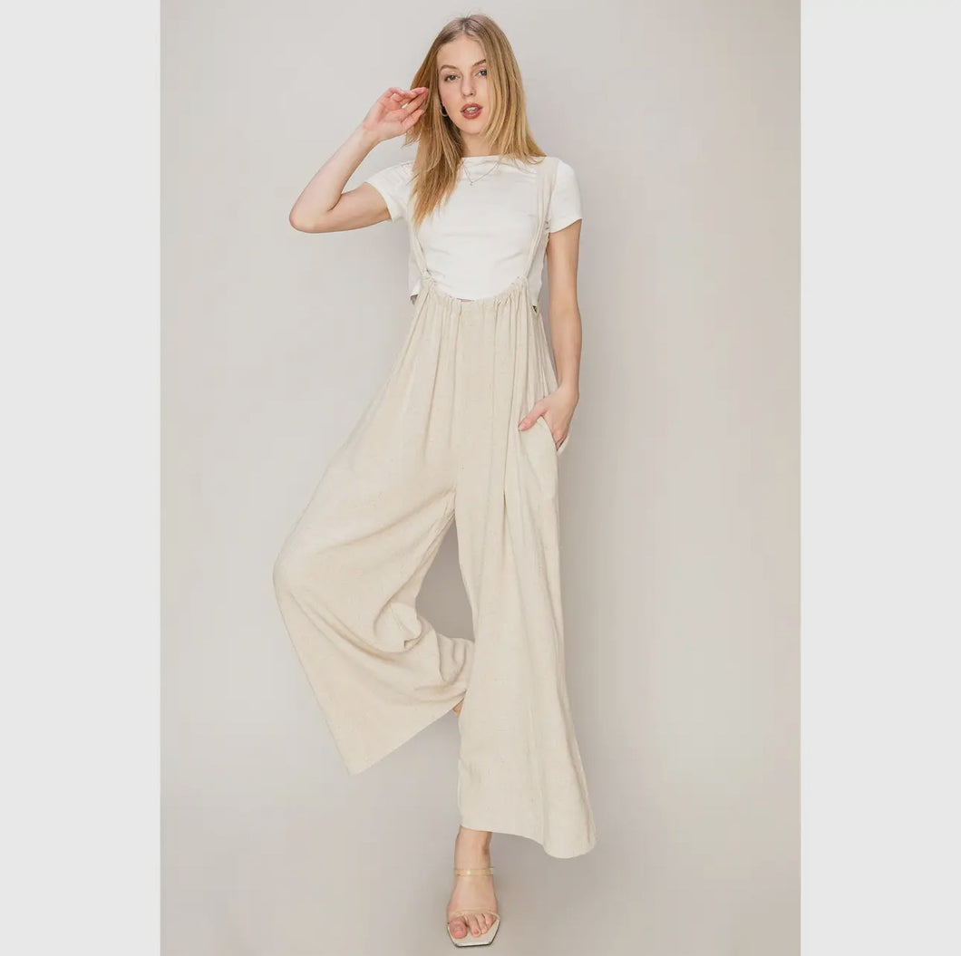 Oatmeal Blended Overall Jumpsuit