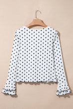 Load image into Gallery viewer, LAS Polka Dot Ruffle Hem Back Cutout Sheath Blouse (S-XL): Black / XL
