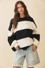 Load image into Gallery viewer, Contrast Panel Long Sleeve Slouchy Top: Pineapple Navy / Contemporary

