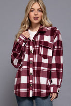Load image into Gallery viewer, Long Sleeve Check Printed Fleece Shacket: TPE-taupe
