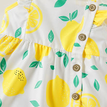 Load image into Gallery viewer, Single-Piece Baby Girl Plaid and Lemon Fruit-Themed Dress: Pale Yellow / 18-24 Months
