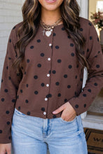 Load image into Gallery viewer, Polka Dot Button Front Cardigan: Brown

