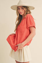 Load image into Gallery viewer, Zoie V-Neck Short Sleeve Top: Oat / Contemporary
