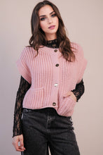 Load image into Gallery viewer, Oversized Button Down Knit Sweater Top: BLACK
