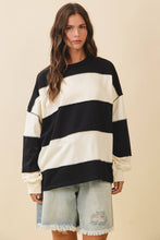 Load image into Gallery viewer, Contrast Panel Long Sleeve Slouchy Top: Pineapple Navy / Contemporary
