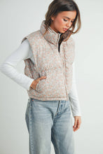 Load image into Gallery viewer, High Neck Floral Puffer Vest - BMJ7560: BLUSH / M
