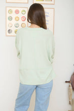 Load image into Gallery viewer, SPLIT NECK RAW EDGE LONG SLEEVE RIBBED KNIT TOP: LIGHT PINK
