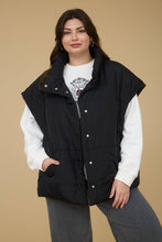 Load image into Gallery viewer, PLUS OVERSIZED SNAP BUTTON PUFFER VEST : DARK BROWN
