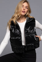 Load image into Gallery viewer, High Neck Zip Up Vest: BLK-black
