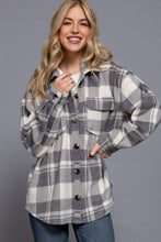 Load image into Gallery viewer, Long Sleeve Check Printed Fleece Shacket: BRG-burgundy
