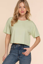 Load image into Gallery viewer, Short Sleeve Crew Neck Oversize Crop Cotton Knit Tee: RED-red / L

