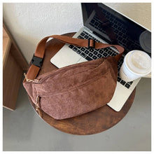 Load image into Gallery viewer, CORDUROY CROSSBODY SLING FANNY PACK BELT BUM BAG | Brown

