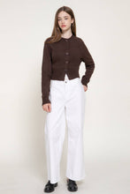 Load image into Gallery viewer, Long Sleeve Round Neck Button Down Sweater Cardigan: TPE-taupe / L
