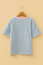 Load image into Gallery viewer, Blue Striped Drop Shoulder Tee
