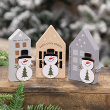 Load image into Gallery viewer, Chunky Wooden Snowman House Sitter, 1 snowman house sitter
