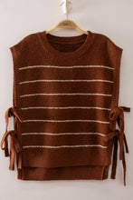 Load image into Gallery viewer, 12W3723N-Striped Side Tie Knit Vest: OATMEAL / S-M-L/2-2-2
