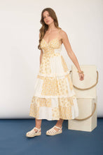 Load image into Gallery viewer, MULTI-CHECKERED PATTERN SPAGHETTI STRAP MIDI DRESS: BLUE MULTI
