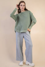 Load image into Gallery viewer, Mineral Washed Elbow Patch Contrast Knit Top: MOCHA
