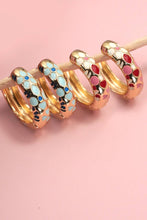 Load image into Gallery viewer, COLORFUL ENAMEL FLOWER HUGGIE HOOP EARRINGS | 40E359: Pink
