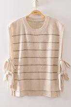 Load image into Gallery viewer, 12W3723N-Striped Side Tie Knit Vest: OATMEAL / S-M-L/2-2-2

