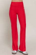 Load image into Gallery viewer, Waist Band Contrast Piping Detail Workout Pants: RED-red/off white / M
