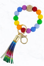 Load image into Gallery viewer, Color Silicone Beaded Key Ring Keychain: Nude Grey
