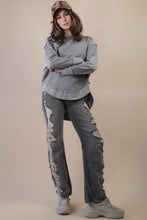Load image into Gallery viewer, Mineral Washed Elbow Patch Contrast Knit Top: MOCHA
