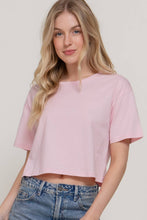 Load image into Gallery viewer, Short Sleeve Crew Neck Oversize Crop Cotton Knit Tee: RED-red / L
