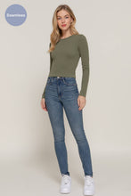 Load image into Gallery viewer, Long Sleeve Crew Neck Rib Seamless Top: BRN-brown / M/L
