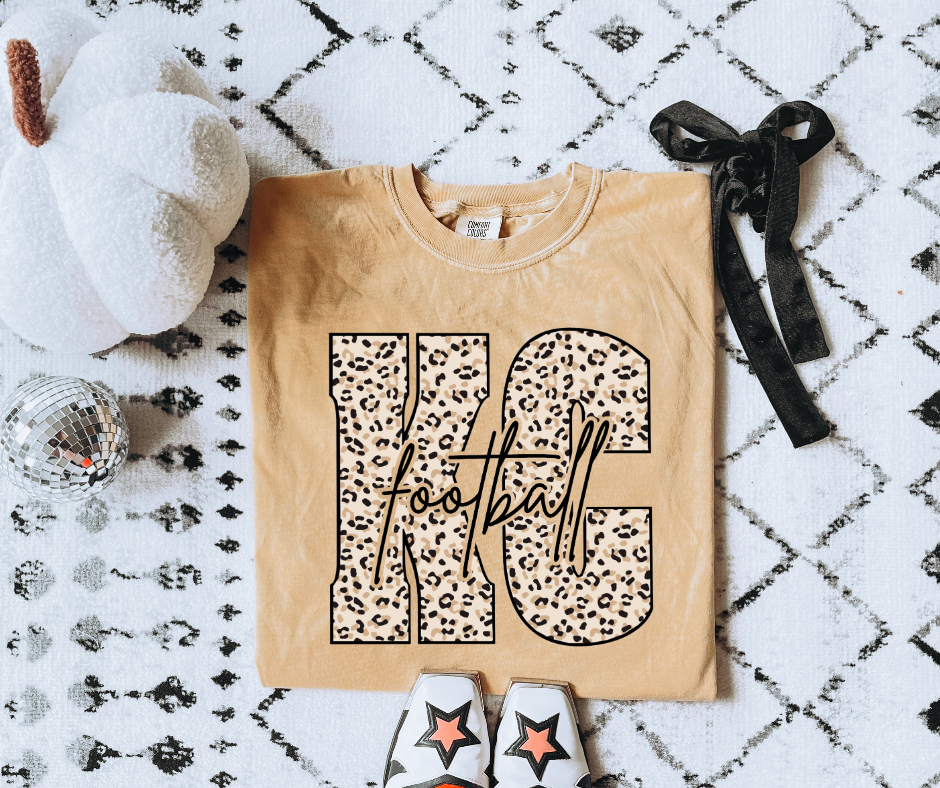 Tan Leopard KC Football Mustard Tee