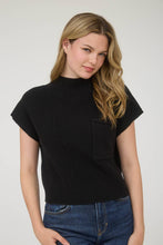 Load image into Gallery viewer, MOCK NECK POCKET DETAIL SHORT SLEEVE KNIT SWEATER: LIGHT TAUPE
