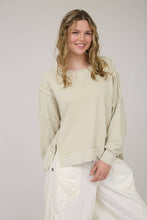 Load image into Gallery viewer, WASHED EXTENDED SHOULDER KNIT TOP: OATMEAL
